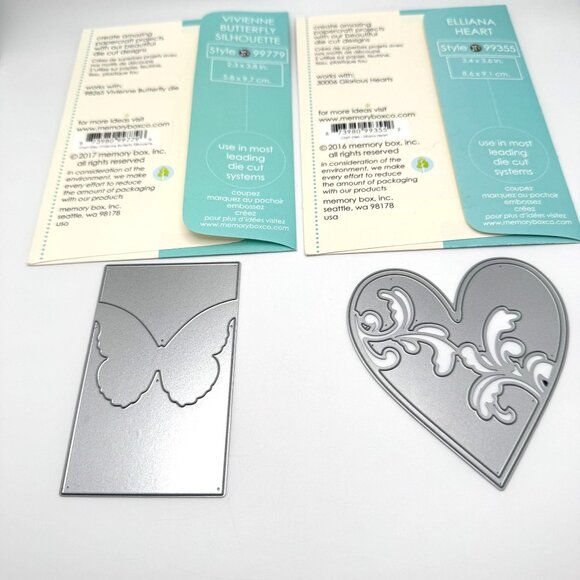 Vivienne Butterfly Silhouette & Elliana Heart Memory Box 100% Steel Craft Dies - Picture 2 of 6